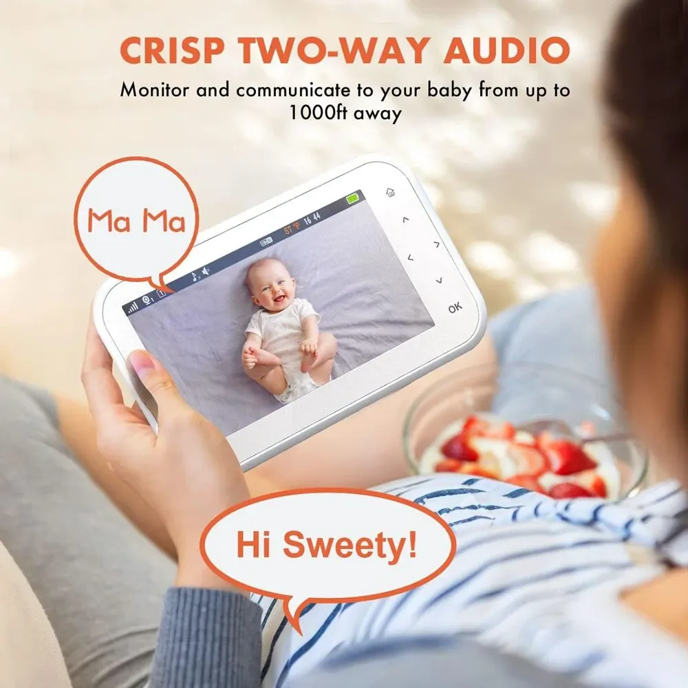 REXING BM1 Baby Monitor w/ Recording Capabilities 4.5” Display, 720p Video/Audio